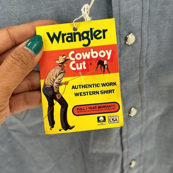 VINTAGE Wrangler Shirt dead stock Cowboy Cut Western Pearl Snap Button size 4XLT - Picture 8 of 8